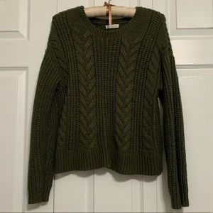 🌸 3/$15 LA Hearts Braided Knit Army Green Drop Shoulder Loose Sweater Size XS